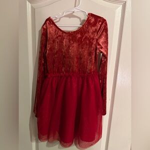 Cat & Jack Red Velvet Sparkle Tulle Dance Dress